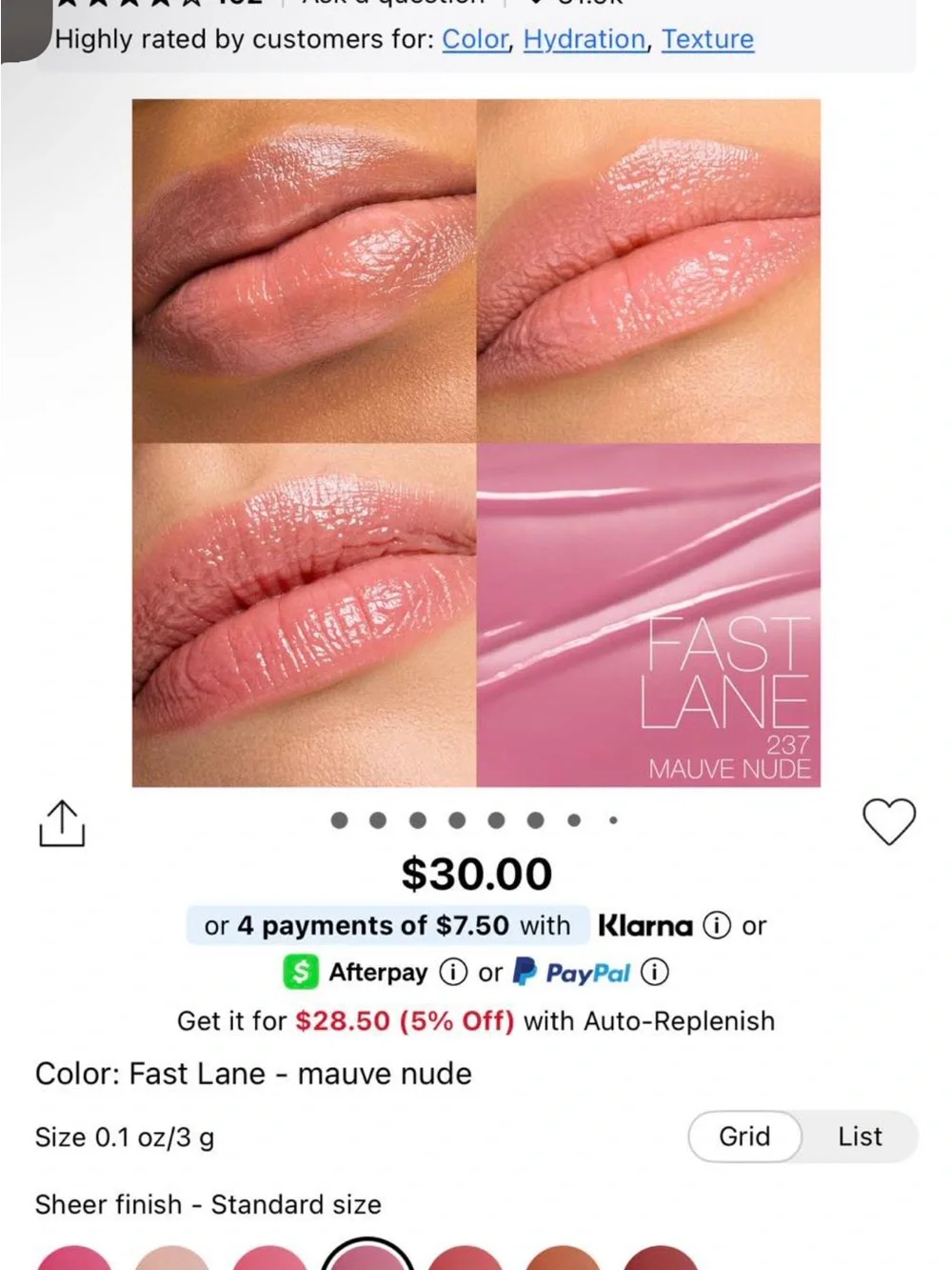 NARS afterglow lip balm in shade 